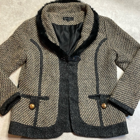 Nicole Sabbattini women’s jacket/blazer tweed brown/black Size L - Picture 1 of 8